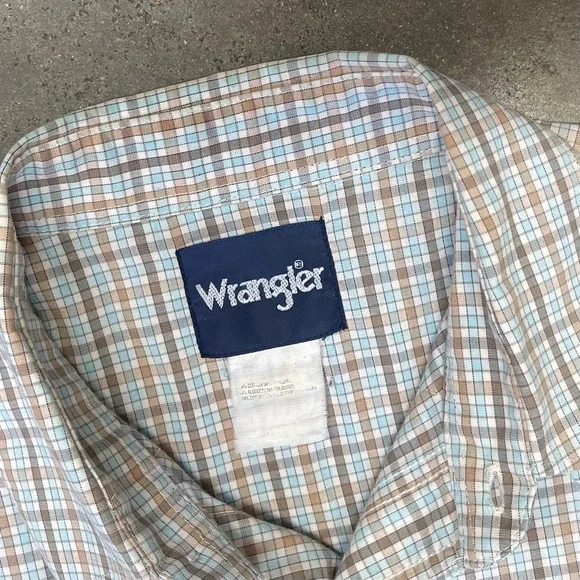 VTG 90s Wrangler Brushpopper Check Pearl Snap Western Shirt - Picture 4 of 9